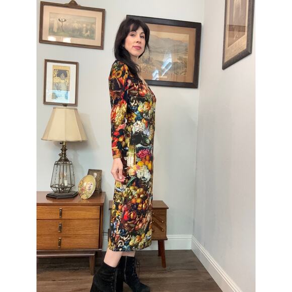 Samantha pleet Harvest print dress Aphrodite style all over photorealistic fruit - Picture 3 of 12